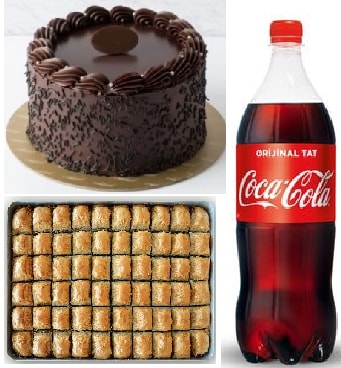 4-5 Kişilik Klasik Çikolatalı Pasta + Baklava + Cola Fırsatı